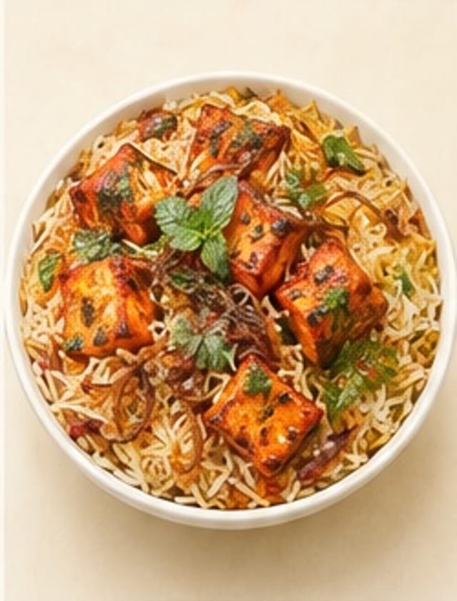Paneer 65 Biryani.