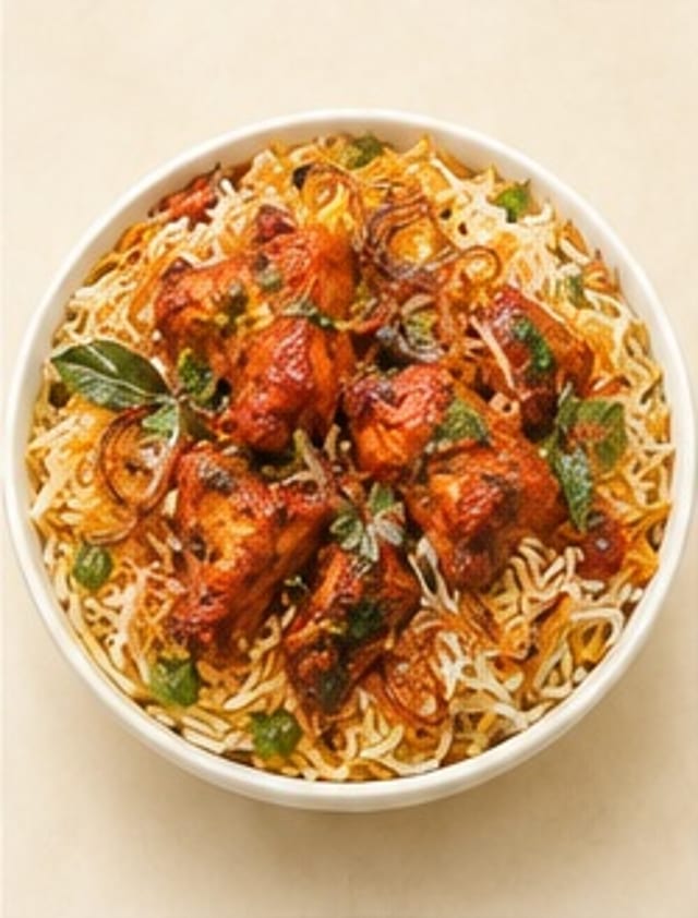 Chicken 65 Biryani.