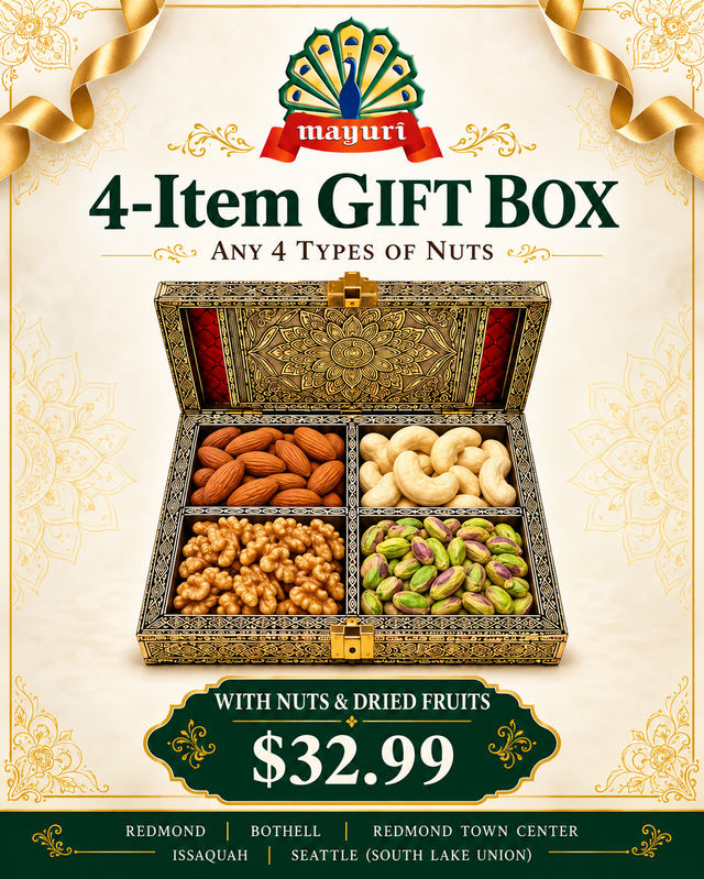 Diwali 4-Compartment Nut Gift Box.