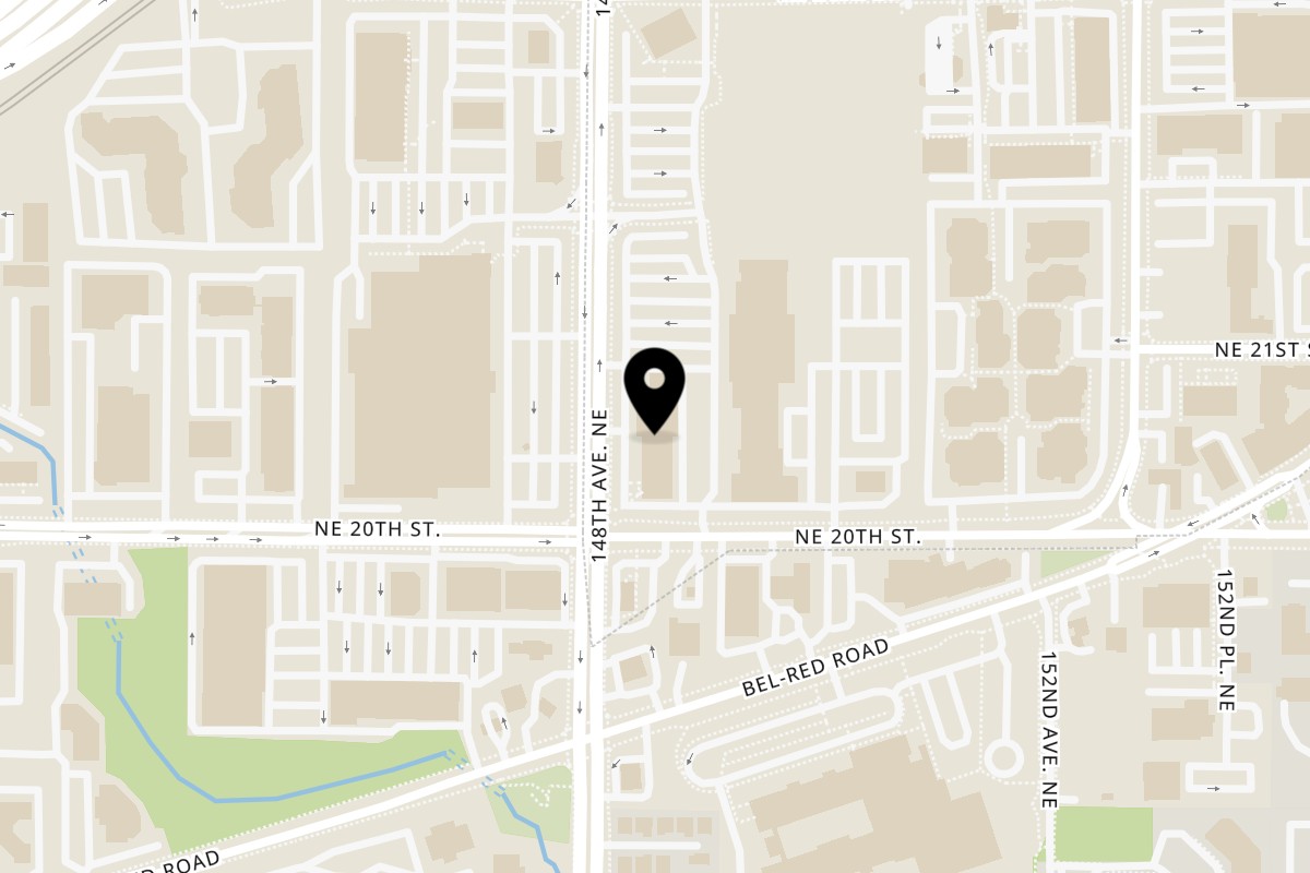 Map showing the location of Mayuri Bakery, Chaat & Sweets on 2010 148th Ave NE in Redmond